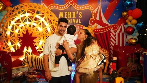 Angad and Neha on Mehr's fourth birthday. Angad and Neha on Mehr's fourth birthday.