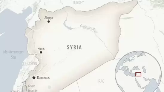 This is a locator map for Syria with its capital, Damascus. (AP Photo) (ASSOCIATED PRESS)