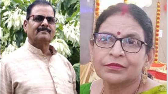 Deceased Mithilesh Kumari, 62, from Sitapur in UP (right) and deceased Satru Daman Singh, 65 , also from Sitapur in UP (left) (HT Photo/sourced)