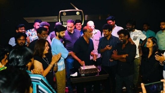 Rajinikanth during Jailer celebration.