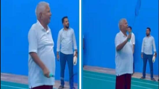 Last month, Tejashwi Prasad Yadav had shared a video of his father Lalu Prasad Yadav playing badminton on Instagram. (Video grab)