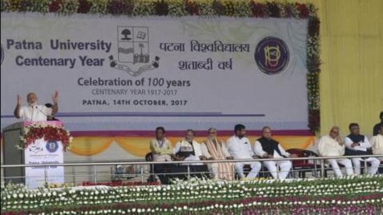 PM Narendra Modi at Patna University centenary year celebrations. (HT file)