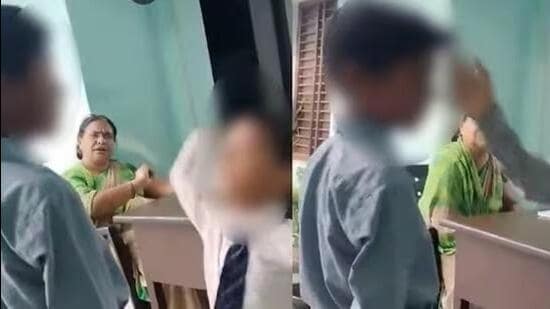 The boy’s father said that his two sons studied in the same school, but he will now send them to some other school, showing his resentment to the teacher’s act. (Video grab)