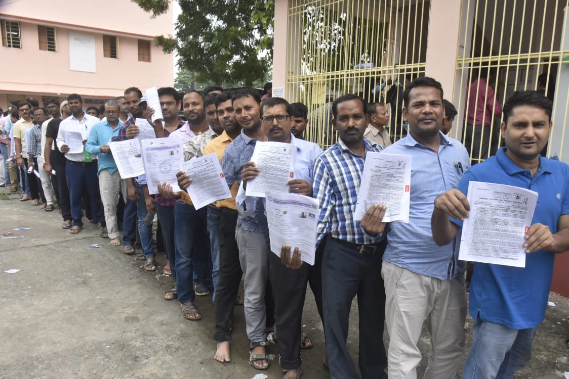 Aspirants coming out from exam centre at Patna