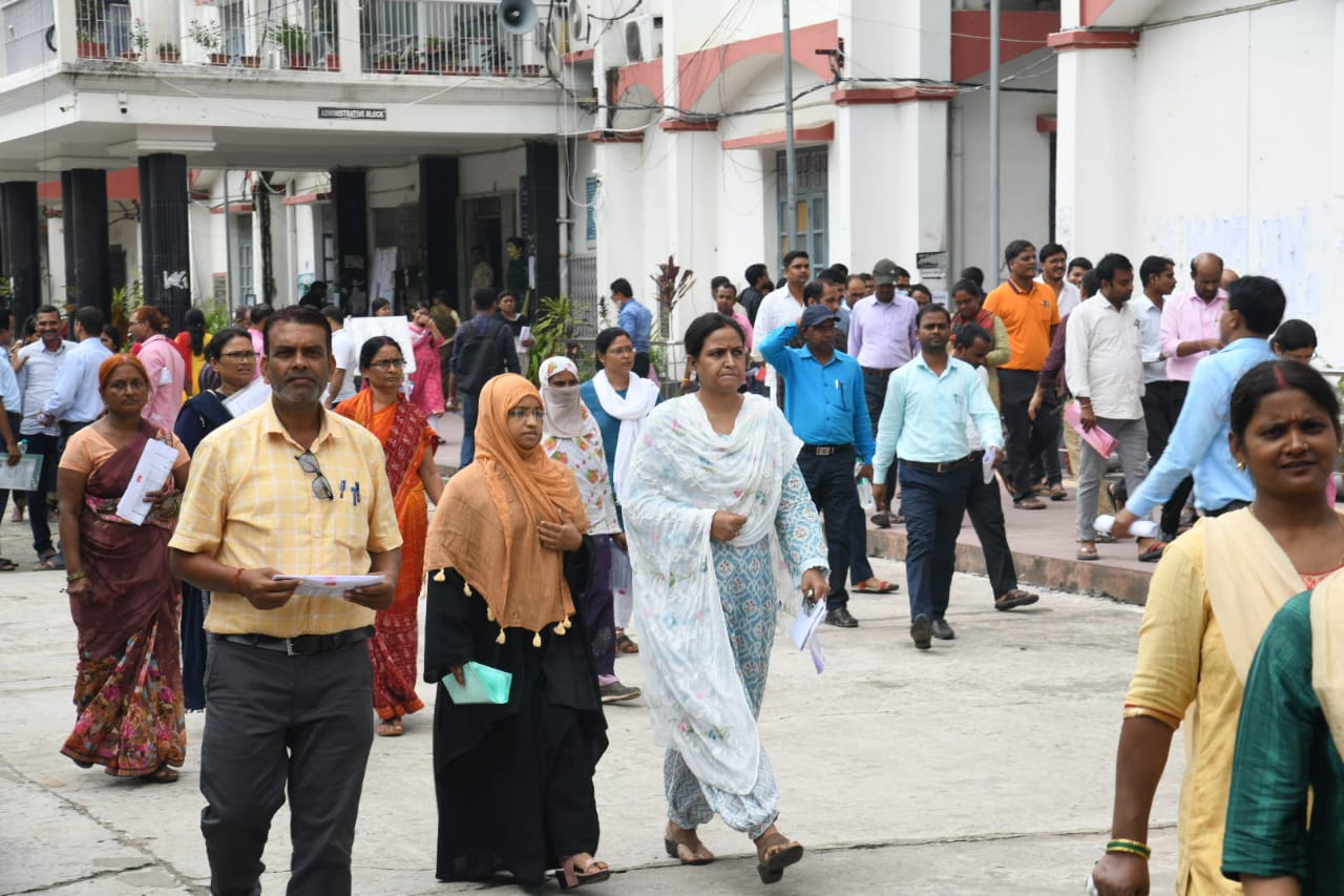Students coming out after the shift 1 exam