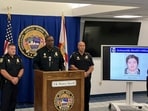 The photograph of Ryan Christopher Palmeter, 21, is shown at a news conference after being identified by Sheriff T.K. Waters as the white man who killed three Black people before shooting himself at a Dollar General store August 26, in what local law enforcement described as a racially motivated crime in Jacksonville, Florida, U.S. August 27, 2023.  