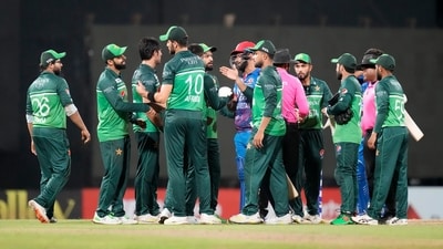 Pakistans' team members celebrate their win over Afghanistan by 59 runs in the third one day international cricket match between Afghanistan and Pakistan in Colombo (AP) Pakistans' team members celebrate their win over Afghanistan by 59 runs in the third one day international cricket match between Afghanistan and Pakistan in Colombo (AP)