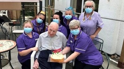 Britain's oldest man celebrates his 111th birthday with family and friends and gets a birthday card from none other than King Charles and Queen Camilla. (X/adaekrani) Britain's oldest man celebrates his 111th birthday with family and friends and gets a birthday card from none other than King Charles and Queen Camilla. (X/adaekrani)