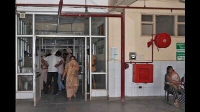 Ludhiana, India – August 21, 2023 Installation of fire fighting and fire detection system pending in civil hospital since last five years in Ludhiana on Monday, August 21, 2023. (Photo by Manish/Hindustan Times) Ludhiana, India – August 21, 2023 Installation of fire fighting and fire detection system pending in civil hospital since last five years in Ludhiana on Monday, August 21, 2023. (Photo by Manish/Hindustan Times)
