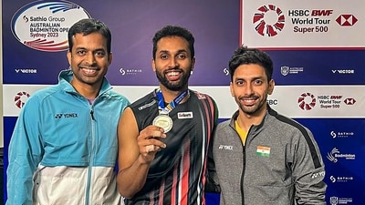 HS Prannoy with coach P Gopichand (L) poses for pictures with silver medal after the Australian Open men's singles final at the State Sports Centre in Sydney (PTI) HS Prannoy with coach P Gopichand (L) poses for pictures with silver medal after the Australian Open men's singles final at the State Sports Centre in Sydney (PTI)