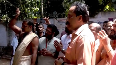 ISRO chief S Somanath offers prayers at Pournamikavu, Bhadrakali Temple in Thiruvananthapuram (X/ ANI) ISRO chief S Somanath offers prayers at Pournamikavu, Bhadrakali Temple in Thiruvananthapuram (X/ ANI)