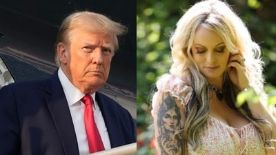 Stormy Daniels does not believe that former President Donald Trump weighs only 215 pounds, as shown in his Fulton County jail booking records (AP Photo/Alex Brandon, File, thestormydaniels/Instagram) Stormy Daniels does not believe that former President Donald Trump weighs only 215 pounds, as shown in his Fulton County jail booking records (AP Photo/Alex Brandon, File, thestormydaniels/Instagram)