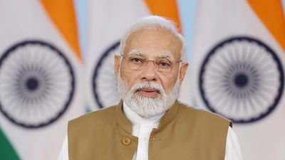 Prime Minister Narendra Modi addresses at G20 Culture Ministers� Meeting via video message, Saturday. (PTI) Prime Minister Narendra Modi addresses at G20 Culture Ministers� Meeting via video message, Saturday. (PTI)