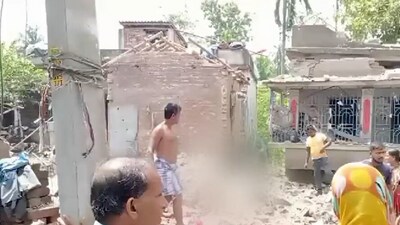 Fire brigade officials said the explosion was so powerful that it damaged several buildings in the area. (ANI) Fire brigade officials said the explosion was so powerful that it damaged several buildings in the area. (ANI)