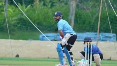 Virat Kohli bats at the nets (Twitter) Virat Kohli bats at the nets (Twitter)