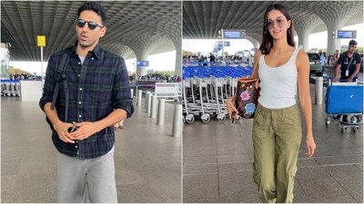 Ananya Pandey and Aditya Roy Kapur were seen at the airport, emanating relaxed vibes with their fashionable casual attire. (HT photo/VarinderChawla) Ananya Pandey and Aditya Roy Kapur were seen at the airport, emanating relaxed vibes with their fashionable casual attire. (HT photo/VarinderChawla)