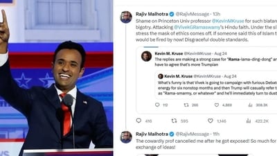 Vivek Ramaswamy and Rajiv Malhotra's tweet Vivek Ramaswamy and Rajiv Malhotra's tweet