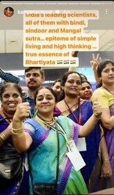 Kangana shared a photo of a group of female scientists. Kangana shared a photo of a group of female scientists.