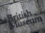 A sign for the British Museum is seen in London, Britain.