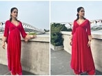 Showcasing her style, Nushrratt Bharuccha treats her Instagram followers to a series of mesmerizing photos featuring her in an exquisite velvet kurta set.&nbsp;