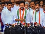 Telangana Pradesh Congress Committee president A Revanth Reddy (centre). (PTI) (file) Telangana Pradesh Congress Committee president A Revanth Reddy (centre). (PTI) (file)