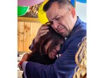 Jimmy Thyden, right, hugs Maria Angelica Gonzalez, his Chilean birth mother, as they meet for the first time in Valdivia, Chile on Thursday, Aug. 17, 202