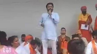 A screengrab of the Hindu mahapanchayat from a purported video shared by the Hindu Sena. (HT Photo) A screengrab of the Hindu mahapanchayat from a purported video shared by the Hindu Sena. (HT Photo)