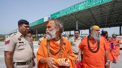 Barricades were put up every 500 metres along the route to the temple. (PTI) Barricades were put up every 500 metres along the route to the temple. (PTI)