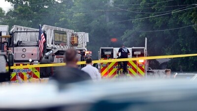 First responders work the scene after a Broward Sheriff's Office Fire-Rescue helicopter crashed in Pompano Beach near Fort Lauderdale, Fla., on Monday. (via AP) First responders work the scene after a Broward Sheriff's Office Fire-Rescue helicopter crashed in Pompano Beach near Fort Lauderdale, Fla., on Monday. (via AP)