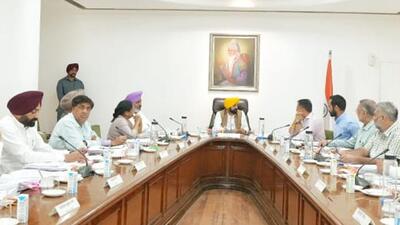 Punjab chief minister Bhagwant Mann chairing the cabinet meeting on Monday. (HT Photo) Punjab chief minister Bhagwant Mann chairing the cabinet meeting on Monday. (HT Photo)