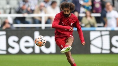 Liverpool's Mohamed Salah during warm up before a match. (REUTERS)
