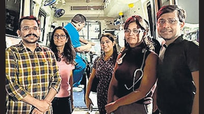 The five doctors who saved the 2-year-old on the flight. (PTI)