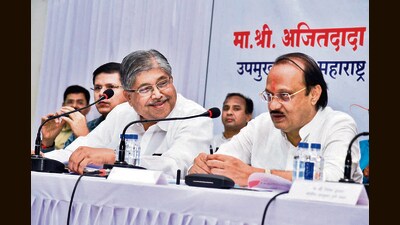 While Chandrakant Patil (L) summoned the meeting on Monday, Pawar also showed up and was observed assuming control of the proceedings. (HT PHOTO) While Chandrakant Patil (L) summoned the meeting on Monday, Pawar also showed up and was observed assuming control of the proceedings. (HT PHOTO)