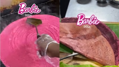 Man makes Barbie dosa in Delhi’s GK. (Instagram/@universal_exploring) Man makes Barbie dosa in Delhi’s GK. (Instagram/@universal_exploring)