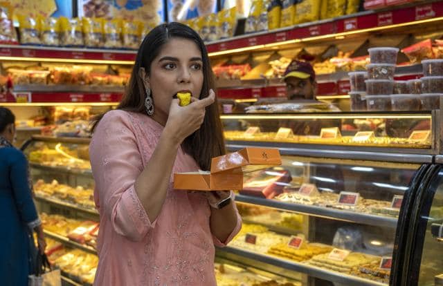 Pooja: Several sweet vendors experiment and prepare different kinds of mithai during festivals (Satish Bate/HT) Pooja: Several sweet vendors experiment and prepare different kinds of mithai during festivals (Satish Bate/HT)