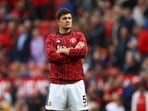 Manchester United's Harry Maguire during the warm up before the match
