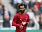 Liverpool's Mohamed Salah during the warm up before the match.