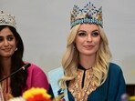 Miss World Karolina Bielawska addresses a joint press conference with others at Kashmir International Convention Centre (KICC) in Srinagar. (Waseem Andrabi/Hindustan Times) Miss World Karolina Bielawska addresses a joint press conference with others at Kashmir International Convention Centre (KICC) in Srinagar. (Waseem Andrabi/Hindustan Times)