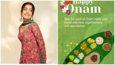 Rashmika Mandanna posted a image on her Instagram story featuring a message that conveyed, "Wishing you a joyful Onam. May the essence of Onam bring love, unity, and plenty to your home." (Instagram/@rashmikamandanna) Rashmika Mandanna posted a image on her Instagram story featuring a message that conveyed, "Wishing you a joyful Onam. May the essence of Onam bring love, unity, and plenty to your home." (Instagram/@rashmikamandanna)