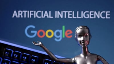 Google logo and AI Artificial Intelligence words are seen in this illustration taken, May 4. (REUTERS)