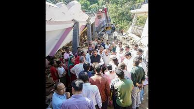 Himachal Pradesh deputy chief minister Mukesh Agnihotri meeting landslide-affected families at Dhar Dhangar village in Dharamshala on Monday. (ANI Photo) Himachal Pradesh deputy chief minister Mukesh Agnihotri meeting landslide-affected families at Dhar Dhangar village in Dharamshala on Monday. (ANI Photo)