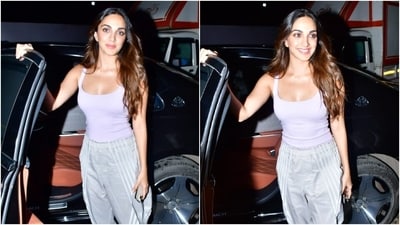 Kiara Advani wears a tank top and baggy pants with minimal makeup for an outing. (HT Photo/Varinder Chawla ) Kiara Advani wears a tank top and baggy pants with minimal makeup for an outing. (HT Photo/Varinder Chawla )