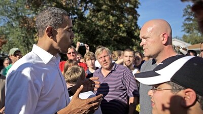 Joe Wurzelbacher, who was thrust into the political spotlight as “Joe the Plumber” after questioning former President Obama about his economic policies during the 2008 presidential campaign, has died, his son said Monday. (AP/File) Joe Wurzelbacher, who was thrust into the political spotlight as “Joe the Plumber” after questioning former President Obama about his economic policies during the 2008 presidential campaign, has died, his son said Monday. (AP/File)