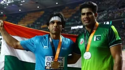 India's Neeraj Chopra and Pakistan's Arshad Nadeem India's Neeraj Chopra and Pakistan's Arshad Nadeem