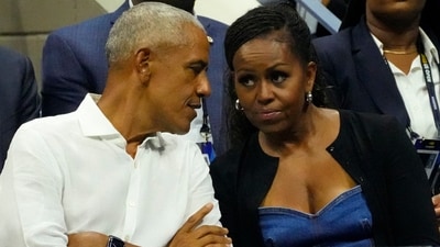 Former President Barack Obama and his wife Michelle Obama attend the 2023 US Open tennis tournament (Reuters)