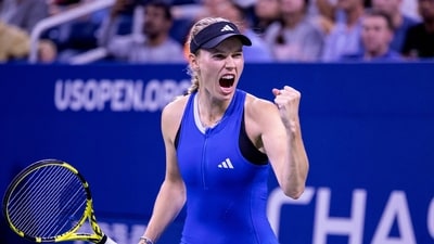 Denmark's Caroline Wozniacki celebrates her victory over Russia's Tatiana Prozorova during the US Open (AFP) Denmark's Caroline Wozniacki celebrates her victory over Russia's Tatiana Prozorova during the US Open (AFP)