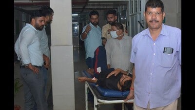 The gangster was rushed to the civil hospital in Phase 6, Mohali, where his condition is stated to be stable. (HT Photo) The gangster was rushed to the civil hospital in Phase 6, Mohali, where his condition is stated to be stable. (HT Photo)