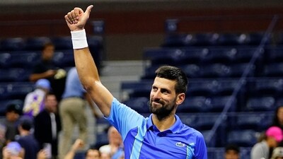 Novak Djokovic, of Serbia, celebrates winning his match against Alexandre Muller, of France, during the first round of the U.S. Open (AP) Novak Djokovic, of Serbia, celebrates winning his match against Alexandre Muller, of France, during the first round of the U.S. Open (AP)