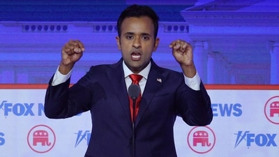 FILE PHOTO: Former biotech executive Vivek Ramaswamy speaks at the first Republican candidates' debate of the 2024 U.S. presidential campaign in Milwaukee, Wisconsin, U.S. August 23, 2023. REUTERS/Brian Snyder/File Photo (REUTERS)