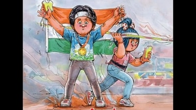 Amul’s creative on Neeraj Chopra’s historic win at the World Athletics Championships. (Instagram/@amul_india) Amul’s creative on Neeraj Chopra’s historic win at the World Athletics Championships. (Instagram/@amul_india)